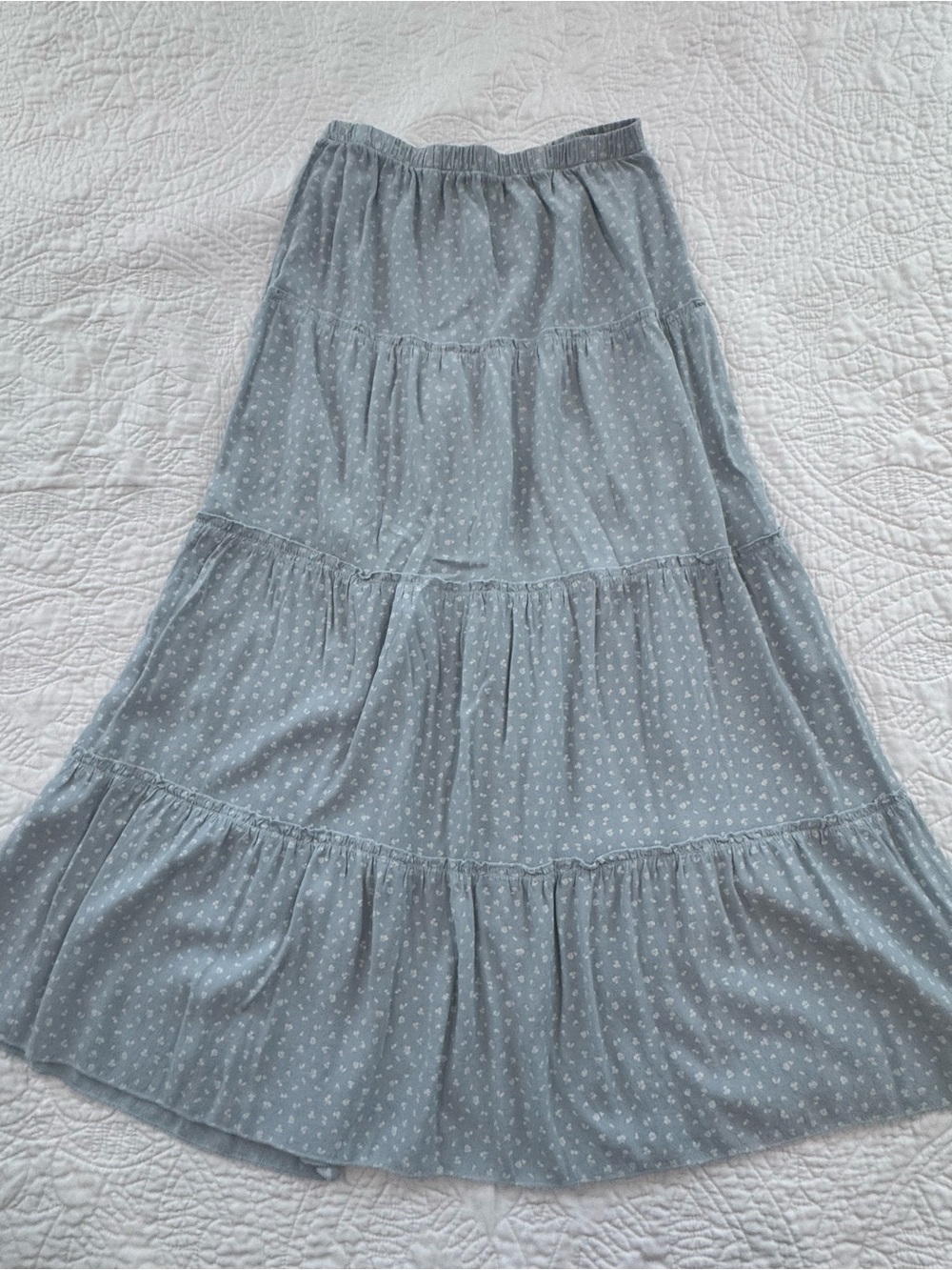 Brandy Melville Pale Blue Tiered Maxi Skirt